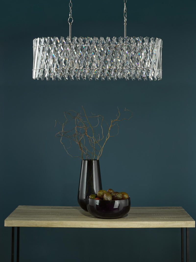 Dar Lighting Entwine 10 Light Bar Pendant Polished Nickel and Crystal • ENT2338