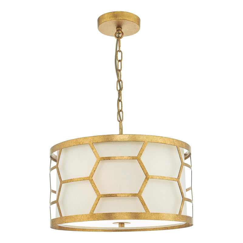 Dar Lighting Epstein 3 Light Pendant Gold With Ivory Shade • EPS0312