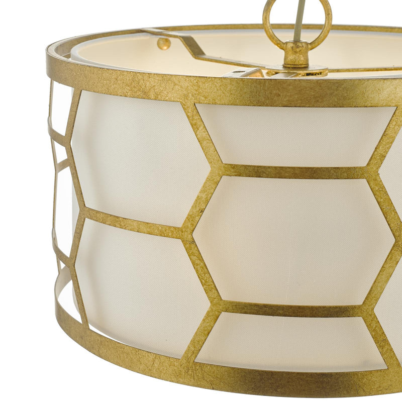 Dar Lighting Epstein 3 Light Pendant Gold With Ivory Shade • EPS0312
