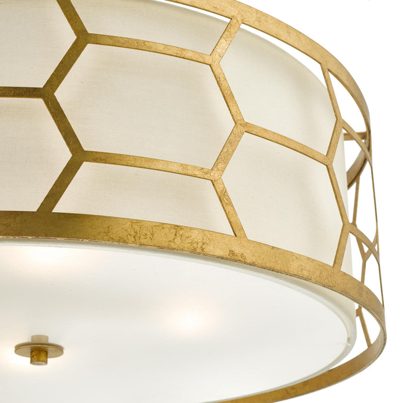 Dar Lighting Epstein 4 Light Pendant Gold With Ivory Shade & Glass Diffuser • EPS0412