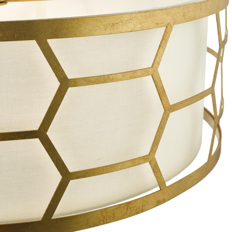 Dar Lighting Epstein 4 Light Pendant Gold With Ivory Shade & Glass Diffuser • EPS0412