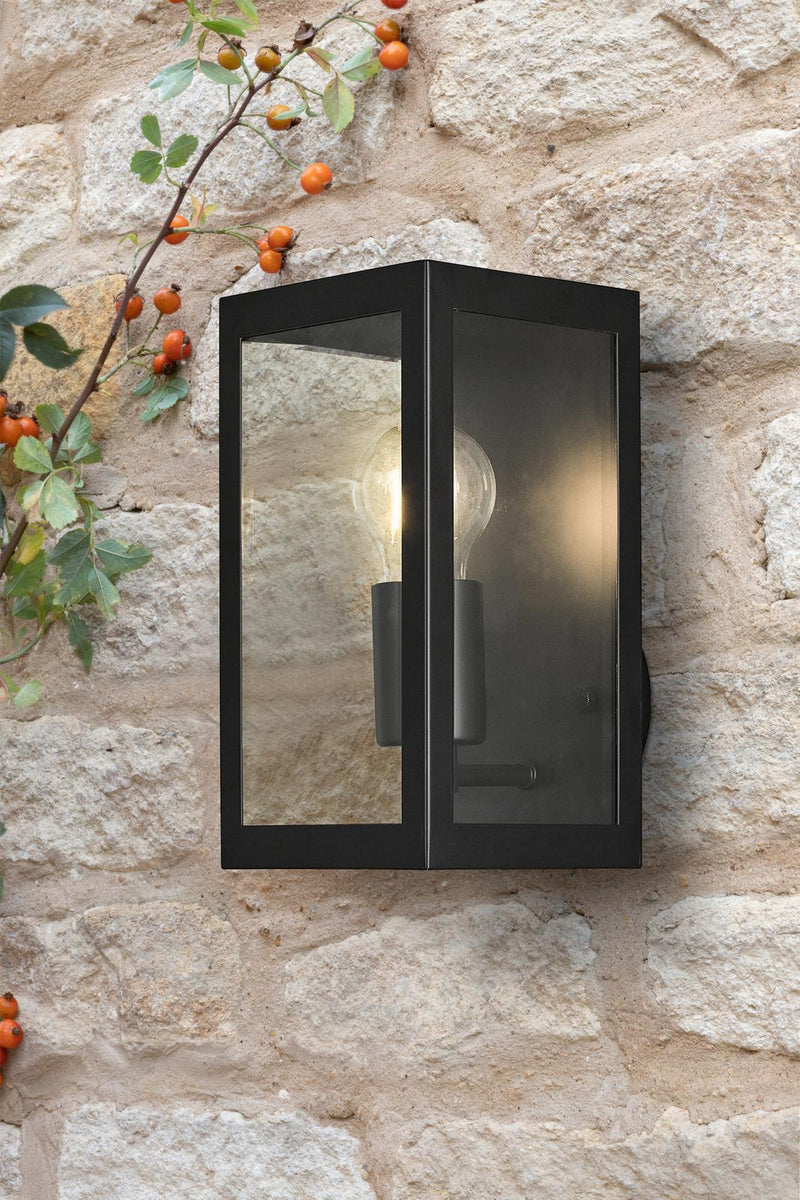 Dar Lighting Era Outdoor Wall Light Black Glass IP44 • ERA0722