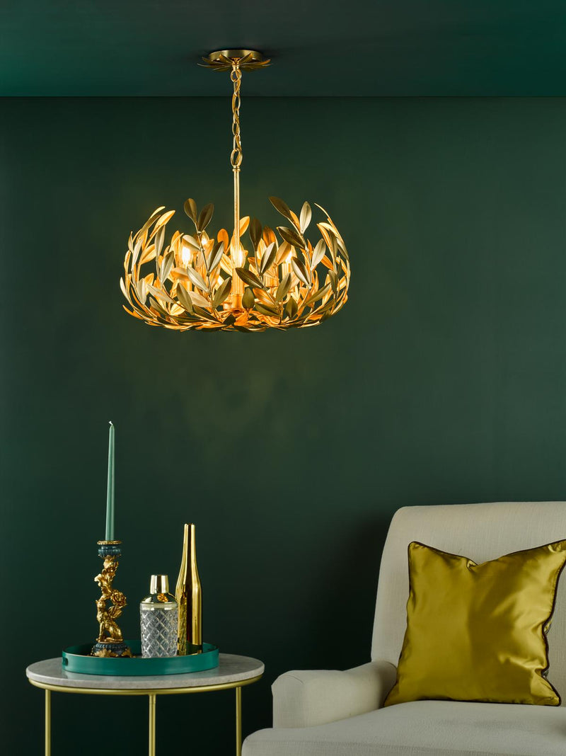 Dar Lighting Ercilia 5 Light Pendant Gold Leaf • ERC0535