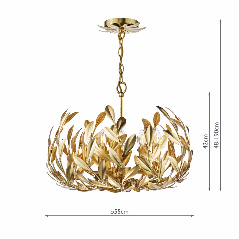 Dar Lighting Ercilia 5 Light Pendant Gold Leaf • ERC0535