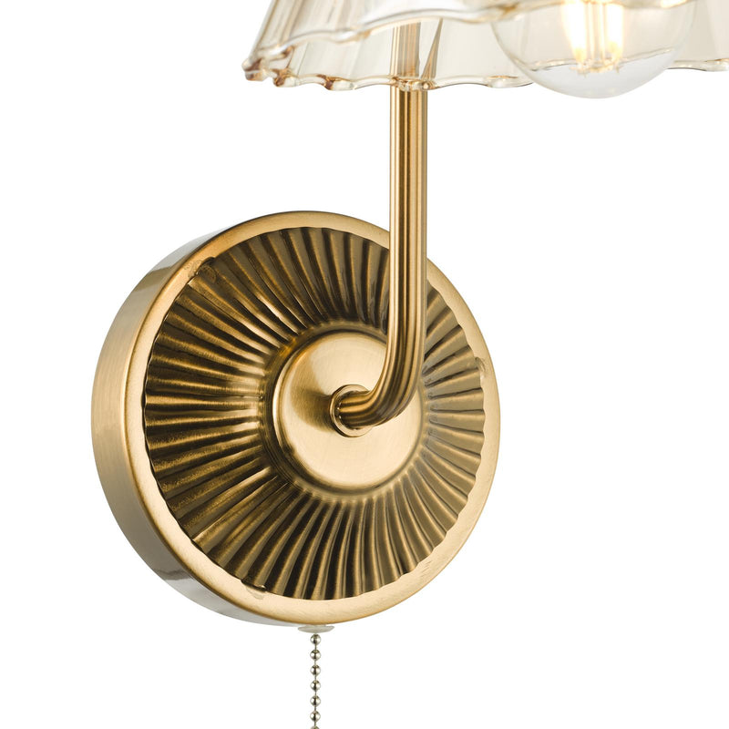 Dar Lighting Erika Wall Light Antique Bronze and Amber Glass • ERI0763