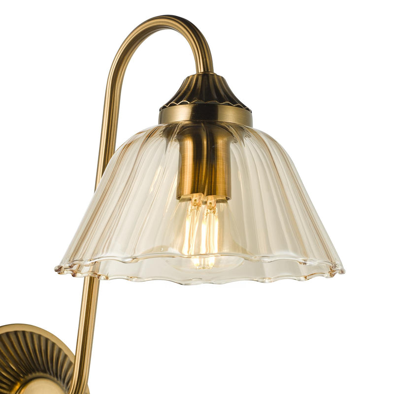 Dar Lighting Erika Wall Light Antique Bronze and Amber Glass • ERI0763