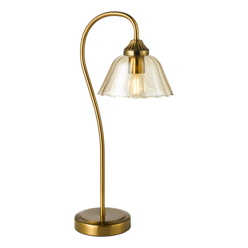 Dar Lighting Erika Table Lamp Antique Bronze and Amber Glass • ERI4263