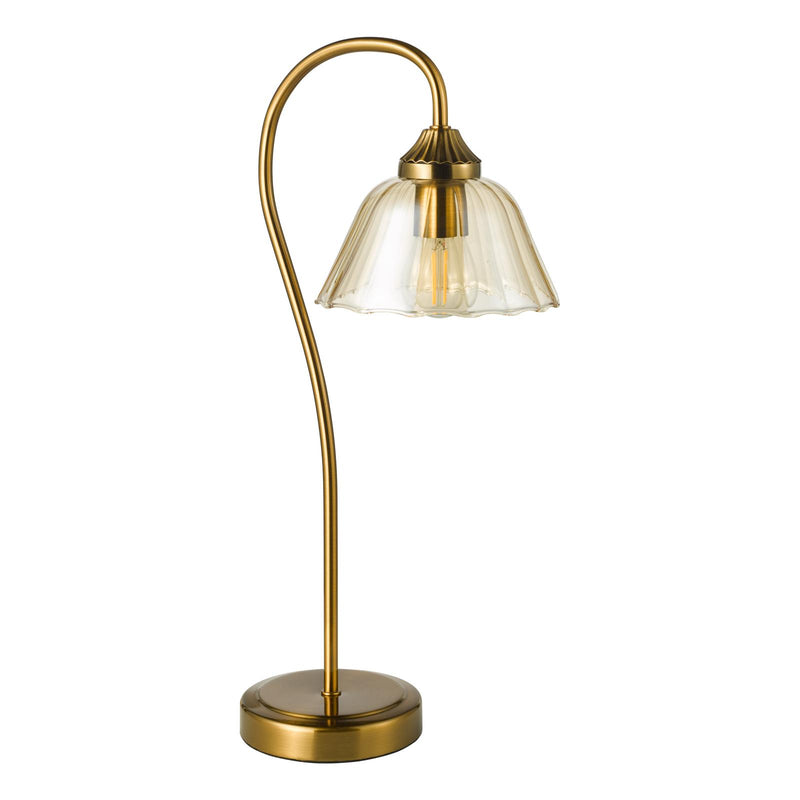 Dar Lighting Erika Table Lamp Antique Bronze and Amber Glass • ERI4263