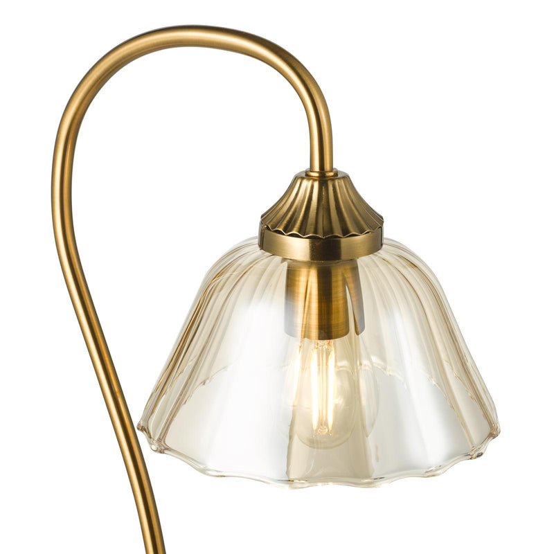 Dar Lighting Erika Table Lamp Antique Bronze and Amber Glass • ERI4263