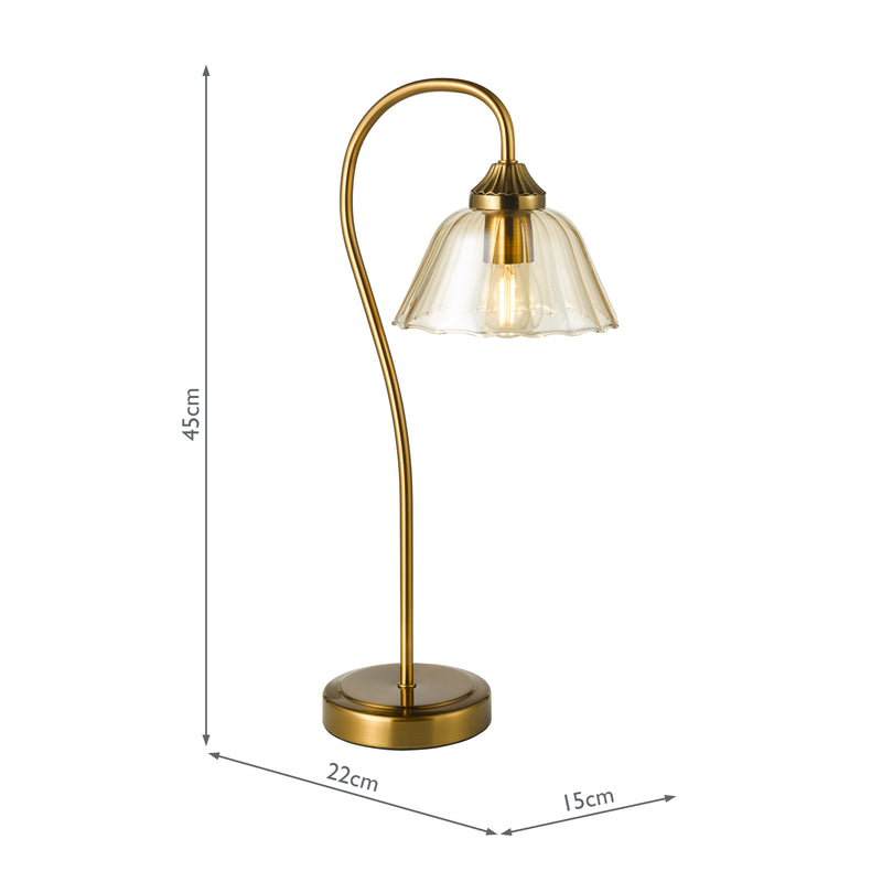 Dar Lighting Erika Table Lamp Antique Bronze and Amber Glass • ERI4263