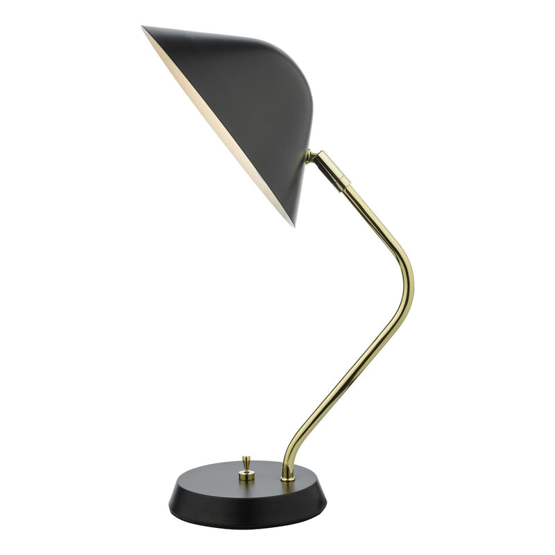 Dar Lighting Erna Task Table Lamp Polished Brass Satin Black • ERN4122