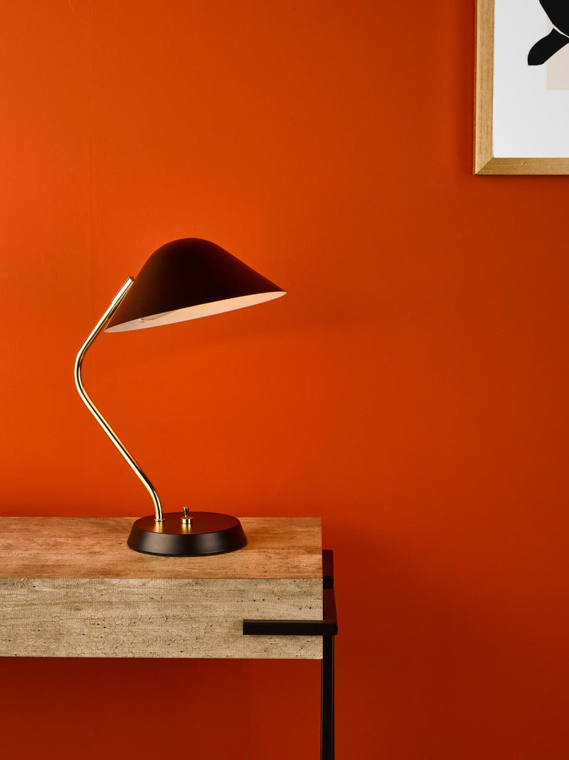 Dar Lighting Erna Task Table Lamp Polished Brass Satin Black • ERN4122