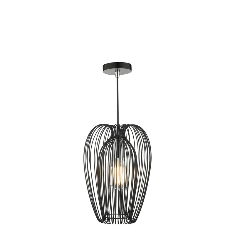 Dar Lighting Ero 1 Light Single Pendant Black And Chrome • ERO0122