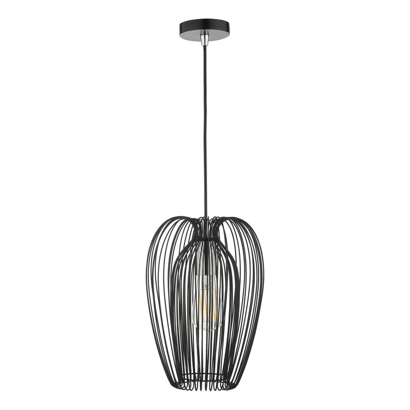 Dar Lighting Ero 1 Light Single Pendant Black And Chrome • ERO0122