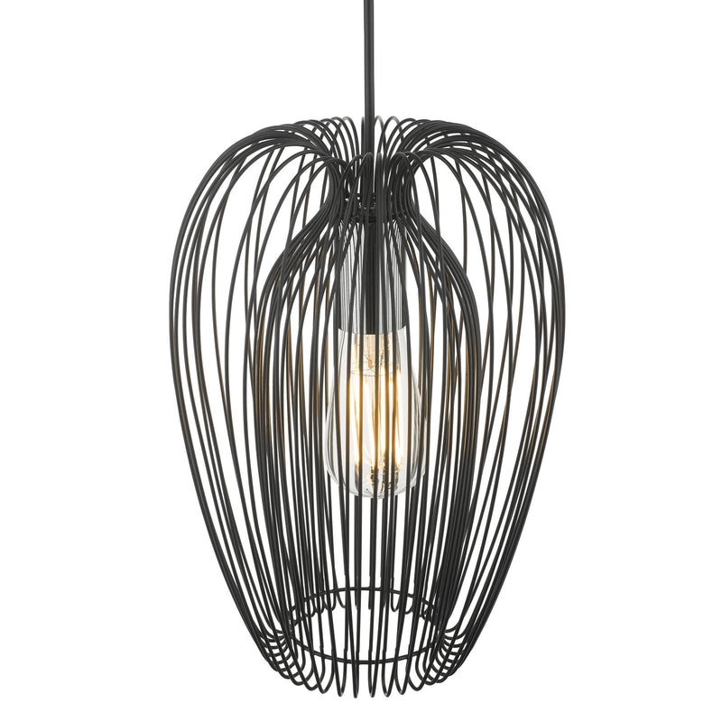 Dar Lighting Ero 1 Light Single Pendant Black And Chrome • ERO0122