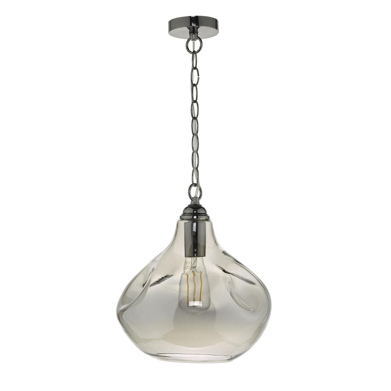 Dar Lighting Esarosa 1 Light Pendant Black Chrome And Smoked Glass • ESA0110