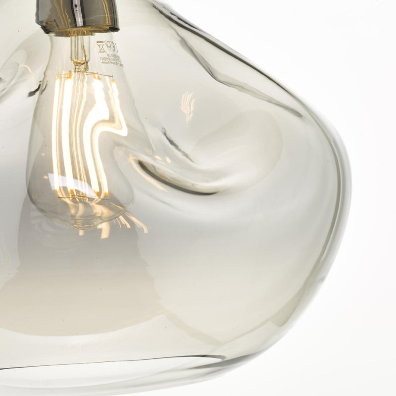 Dar Lighting Esarosa 1 Light Pendant Black Chrome And Smoked Glass • ESA0110