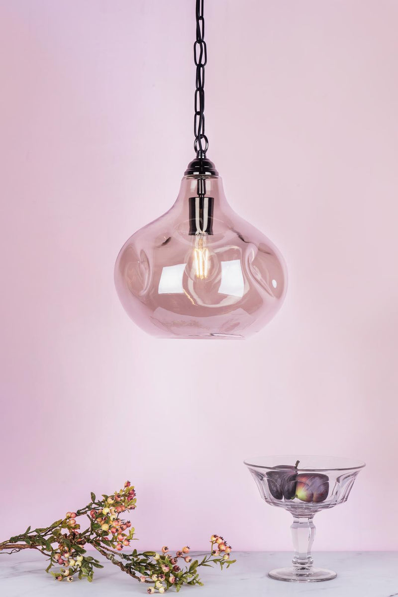 Dar Lighting Esarosa 1 Light Pendant Black Chrome And Smoked Glass • ESA0110