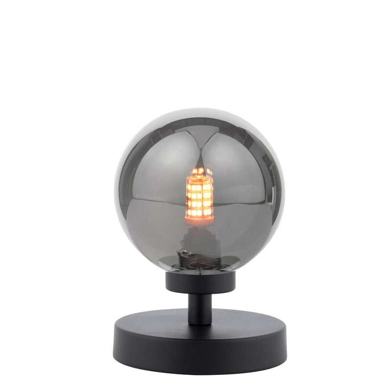 Dar Lighting Esben Touch Table Lamp Matt Black With Smoked Glass • ESB4122-01