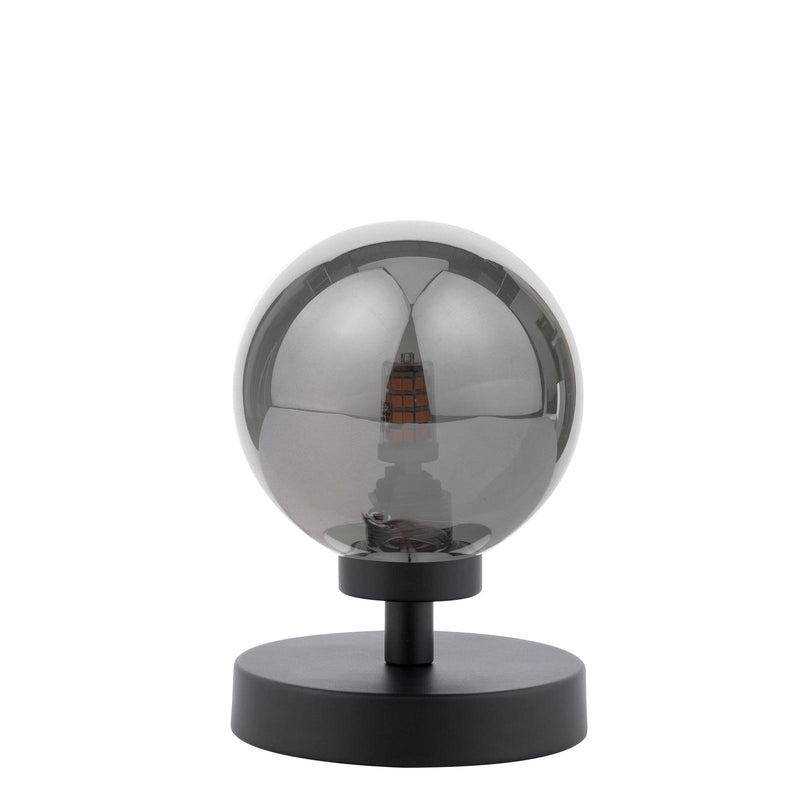 Dar Lighting Esben Touch Table Lamp Matt Black With Smoked Glass • ESB4122-01