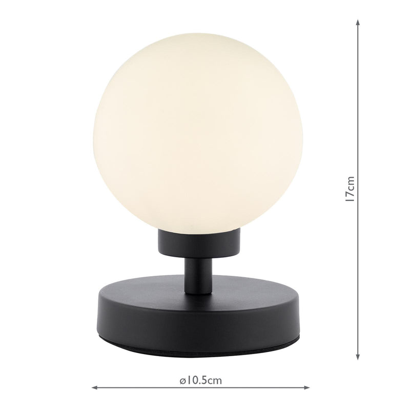 Dar Lighting Esben Touch Table Lamp Matt Black With Opal Glass • ESB4122-02