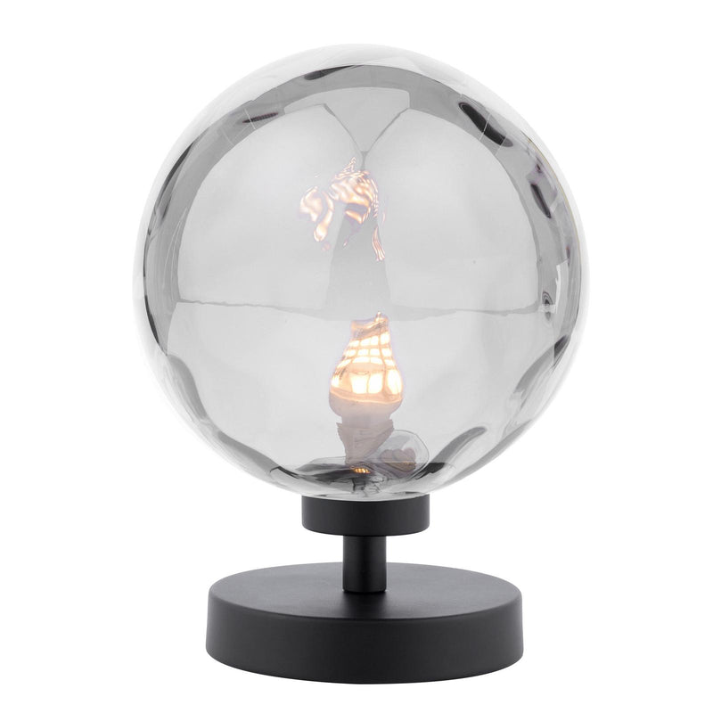 Dar Lighting Esben Touch Table Lamp Matt Black With Smoked Dimpled Glass • ESB4122-10
