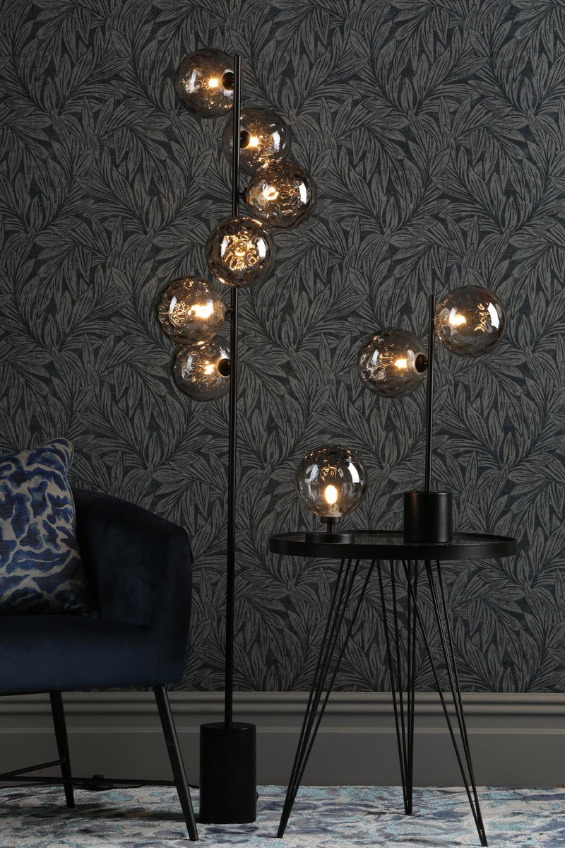 Dar Lighting Esben Touch Table Lamp Matt Black With Smoked Dimpled Glass • ESB4122-10