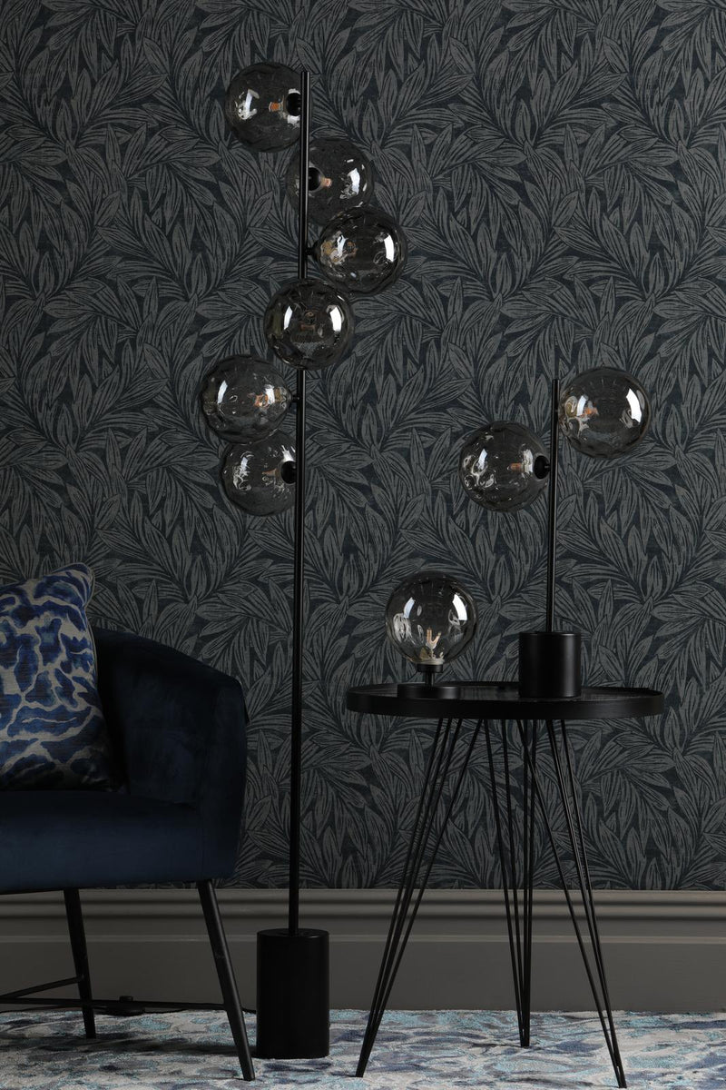 Dar Lighting Esben Touch Table Lamp Matt Black With Smoked Dimpled Glass • ESB4122-10
