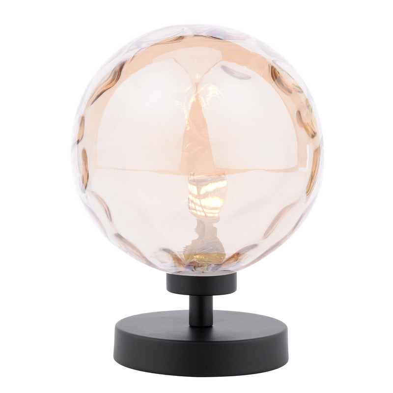 Dar Lighting Esben Touch Table Lamp Matt Black With Amber Dimpled Glass • ESB4122-11
