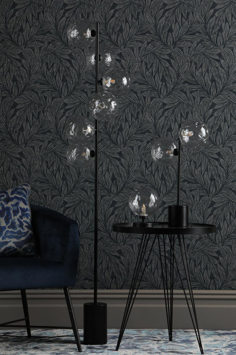 Dar Lighting Esben Touch Table Lamp Matt Black With Clear Dimpled Glass • ESB4122-12