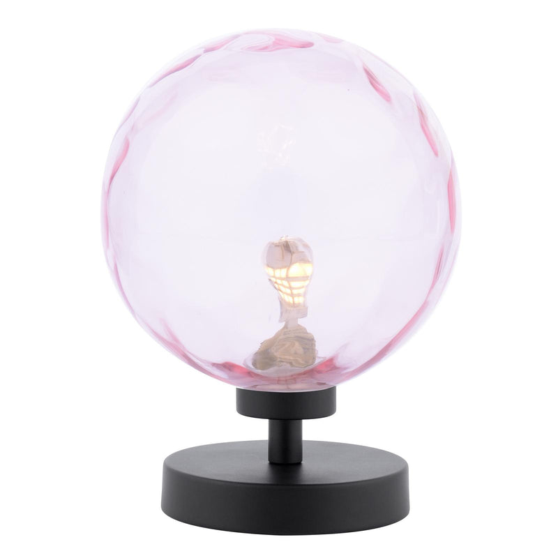 Dar Lighting Esben Touch Table Lamp Matt Black With Pink Dimpled Glass • ESB4122-13
