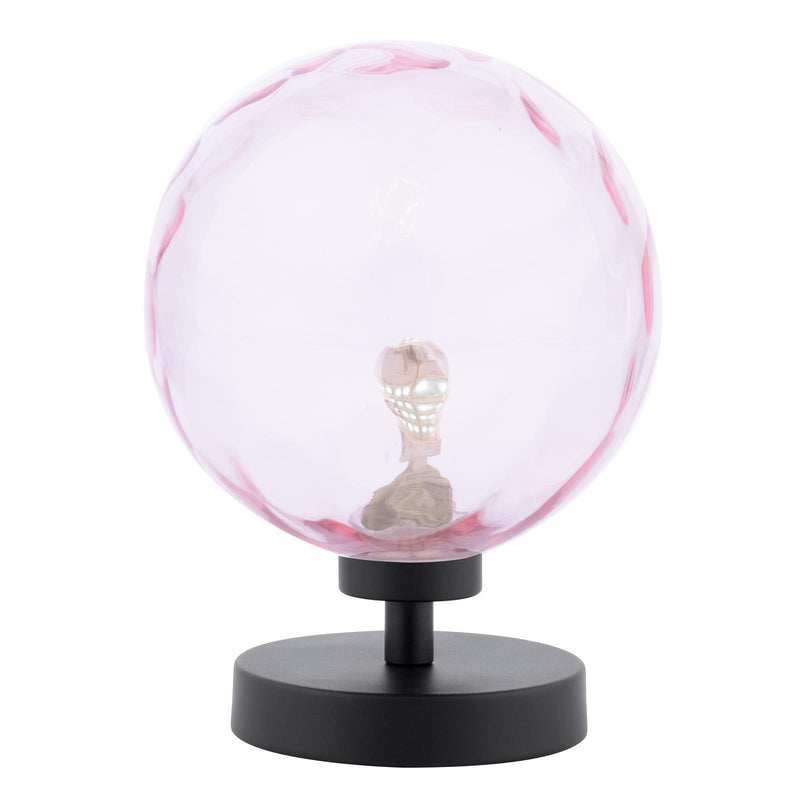 Dar Lighting Esben Touch Table Lamp Matt Black With Pink Dimpled Glass • ESB4122-13