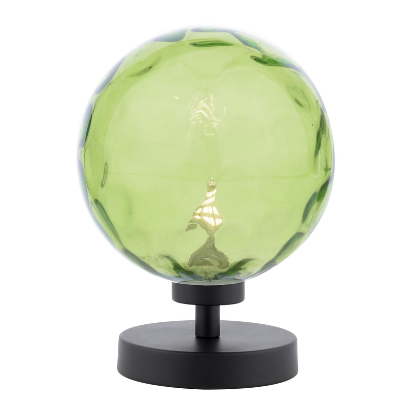 Dar Lighting Esben Touch Table Lamp Matt Black With Green Dimpled Glass • ESB4122-14