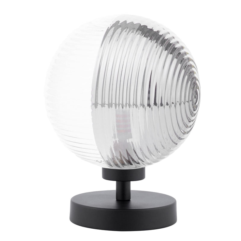 Dar Lighting Esben Touch Table Lamp Matt Black With Smoked/Clear Ribbed Glass • ESB4122-19