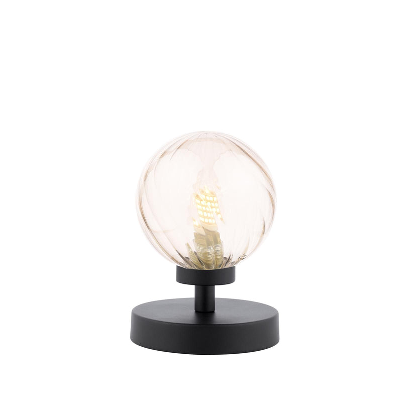 Dar Lighting Esben Touch Table Lamp Matt Black With Twisted Amber Glass • ESB4122-25