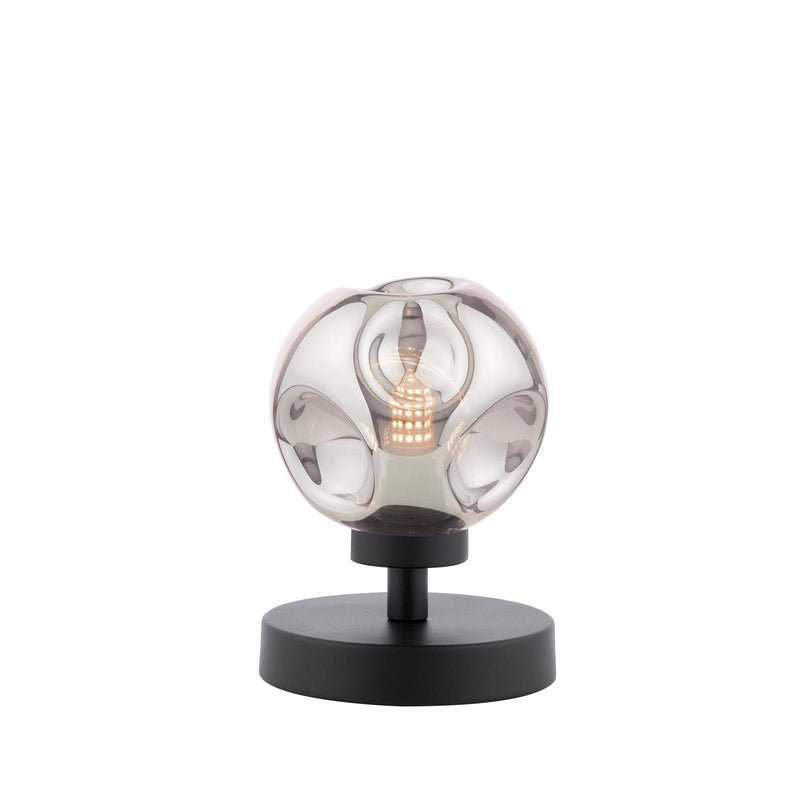 Dar Lighting Esben Touch Table Lamp Matt Black With Closed Organic Smoked Glass • ESB4122-28