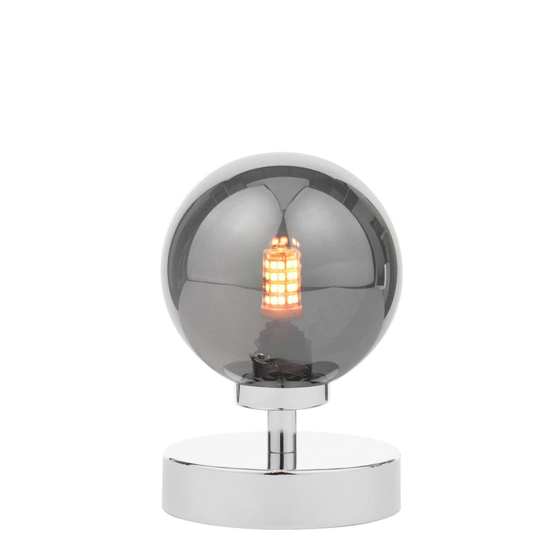 Dar Lighting Esben Touch Table Lamp Polished Chrome With Smoked Glass • ESB4150-01