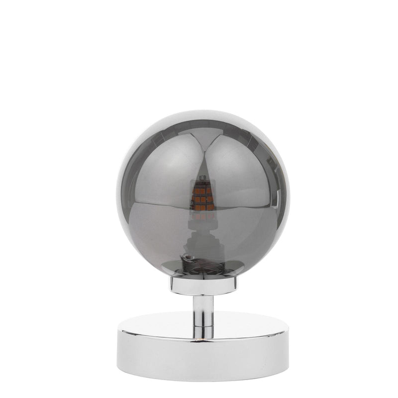 Dar Lighting Esben Touch Table Lamp Polished Chrome With Smoked Glass • ESB4150-01