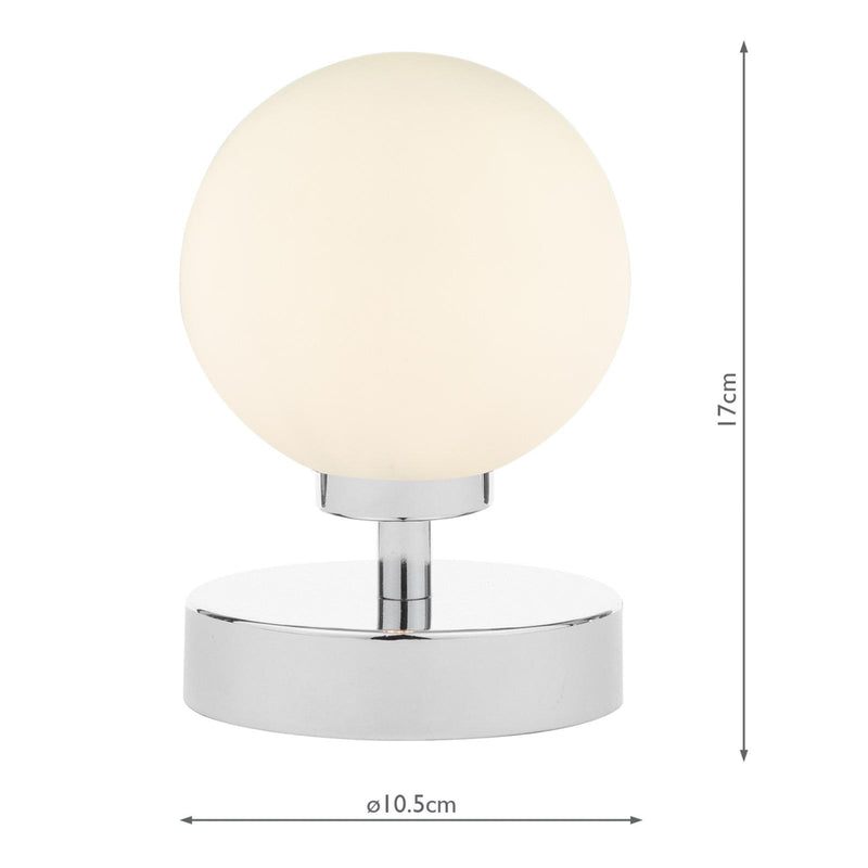 Dar Lighting Esben Touch Table Lamp Polished Chrome With Opal Glass • ESB4150-02