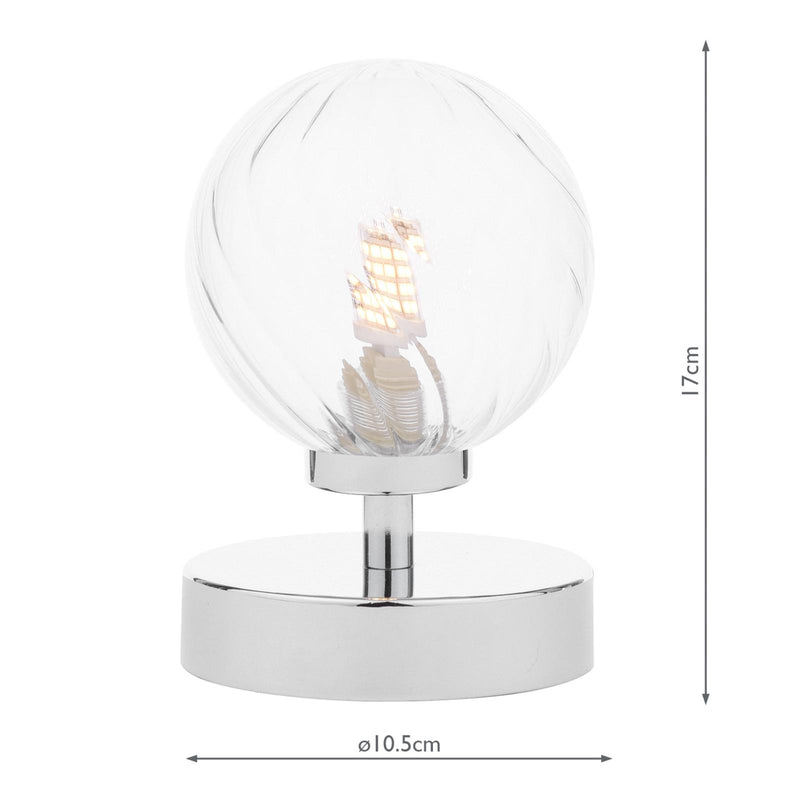 Dar Lighting Esben Touch Table Lamp Polished Chrome With Twisted Glass • ESB4150-03