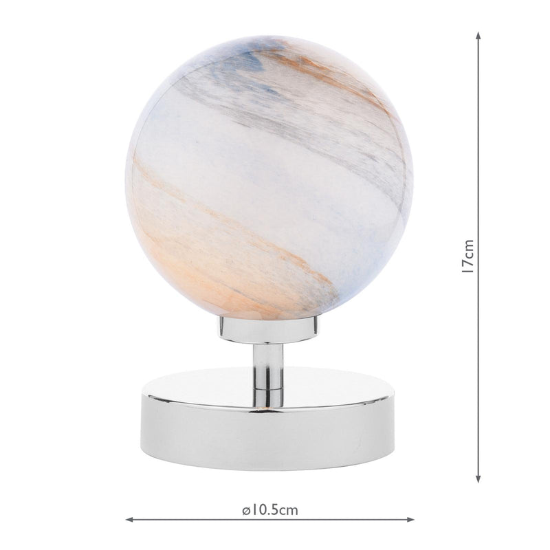 Dar Lighting Esben Touch Table Lamp Polished Chrome With Planet Style Glass • ESB4150-07
