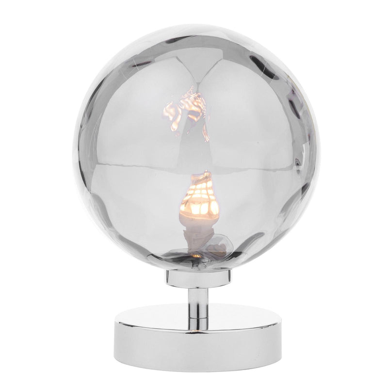 Dar Lighting Esben Touch Table Lamp Polished Chrome With Smoked Dimpled Glass • ESB4150-10