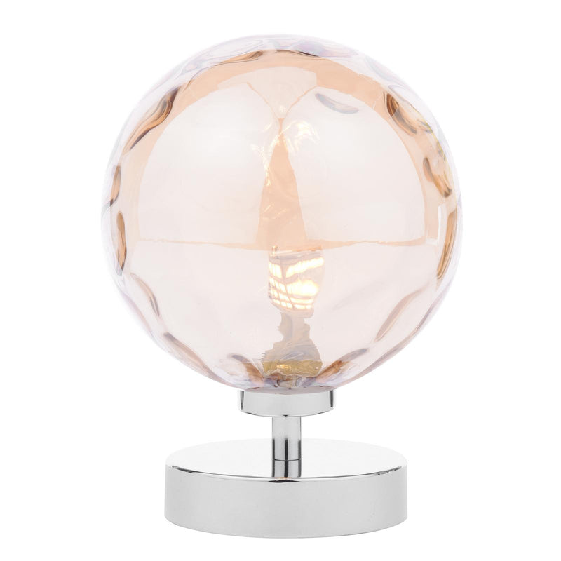 Dar Lighting Esben Touch Table Lamp Polished Chrome With Amber Dimpled Glass • ESB4150-11