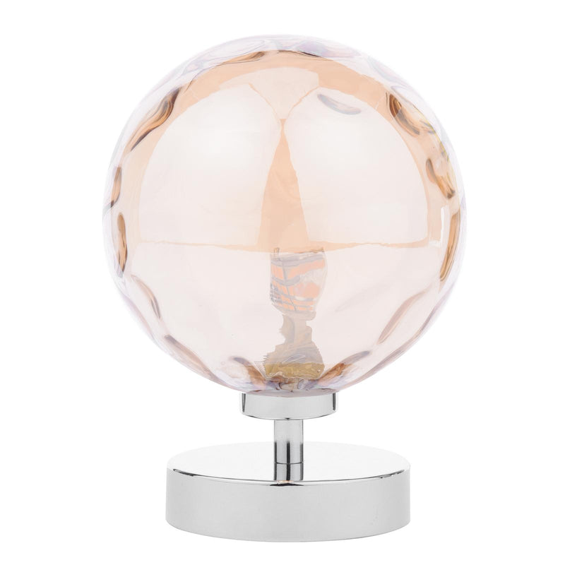 Dar Lighting Esben Touch Table Lamp Polished Chrome With Amber Dimpled Glass • ESB4150-11