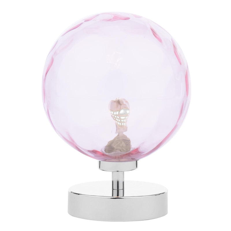 Dar Lighting Esben Touch Table Lamp Polished Chrome With Pink Dimpled Glass • ESB4150-13