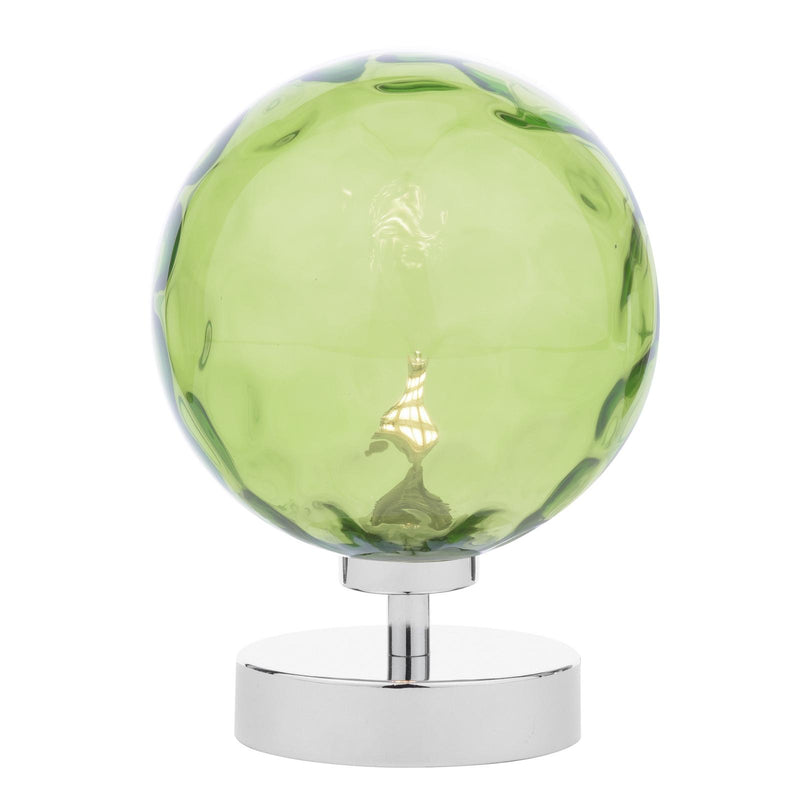 Dar Lighting Esben Touch Table Lamp Polished Chrome With Green Dimpled Glass • ESB4150-14