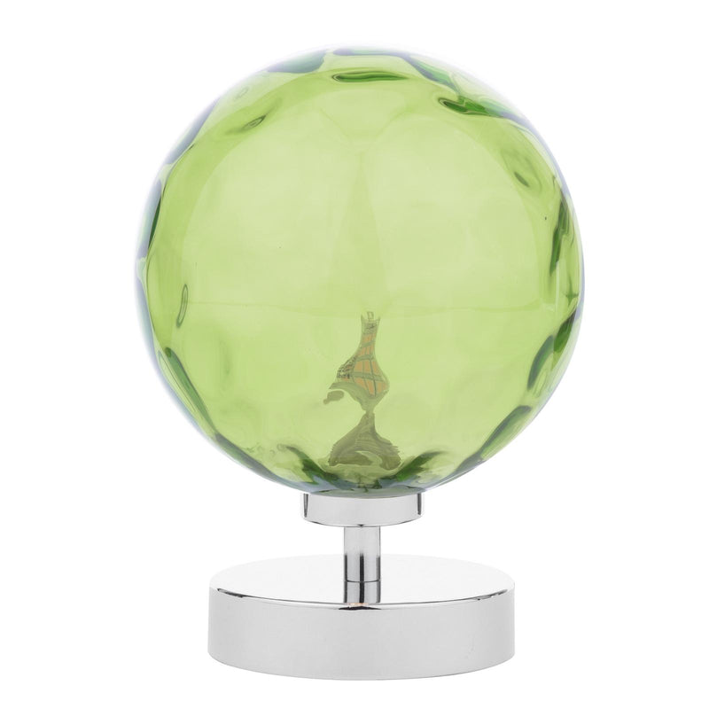 Dar Lighting Esben Touch Table Lamp Polished Chrome With Green Dimpled Glass • ESB4150-14