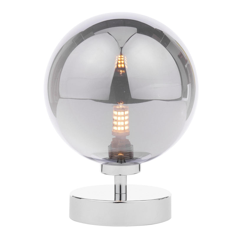 Dar Lighting Esben Touch Table Lamp Polished Chrome With Smoked Glass • ESB4150-24
