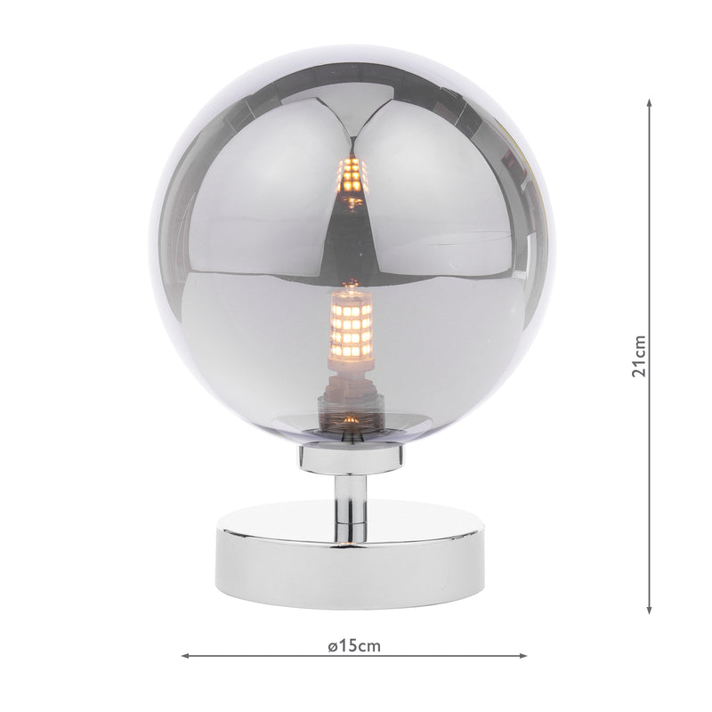 Dar Lighting Esben Touch Table Lamp Polished Chrome With Smoked Glass • ESB4150-24