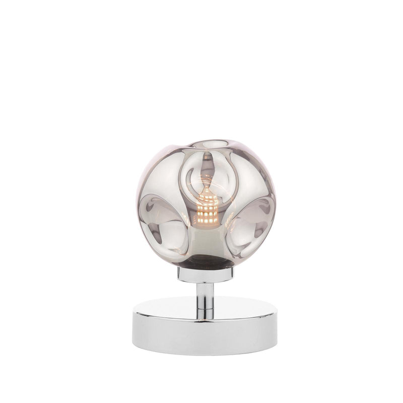 Dar Lighting Esben Touch Table Lamp Polished Chrome With Closed Organic Smoked Glass • ESB4150-28